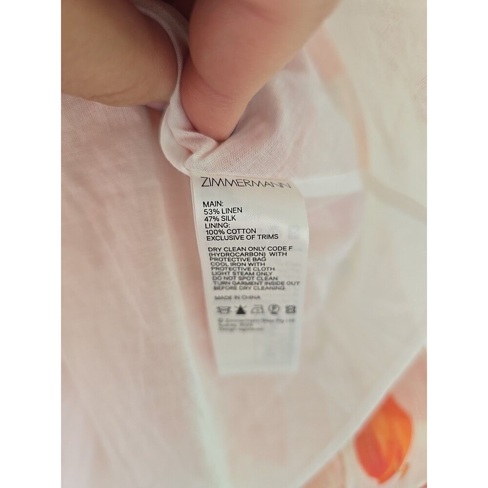 Zimmermann Matchmaker Tranquillity Floral Print Linen Silk Mini Dress Sz. 1/US 6 - Picture 9 of 14